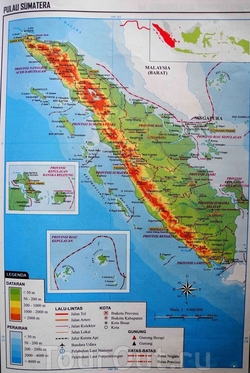 Физическая карта Суматры