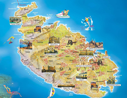 Карта Мальты с достопримечательностями