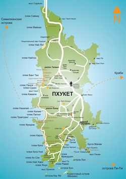 Карта Пхукета с пляжами