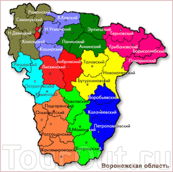 Карта Воронежской области с районами