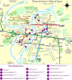 Карта Лиона с отелями