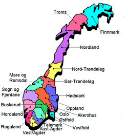 Карта губерний Норвегии