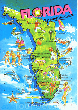 Карта Флориды с достопримечательностями
