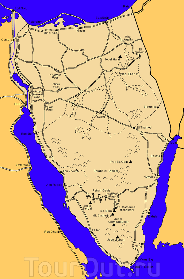 Карта синайского полуострова