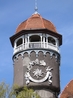 Светлогорск (Раушен). Солнечные часы на башне санатория крупным планом, их установили в 1970-е годы.