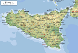Карта Сицилии с городами