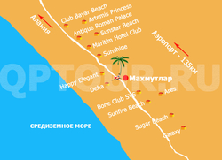 Карта отелей Махмутлара