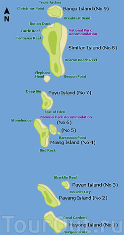 Карта названий Симиланских островов