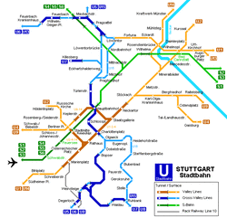 Карта метро Штутгарта