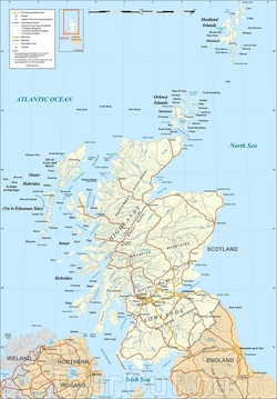 Карта Шотландии с дорогами