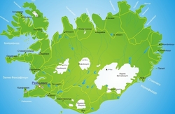 Карта острова  Исландия
