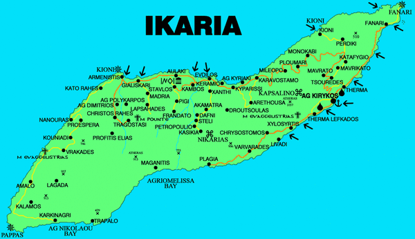 Карта Икарии с городами. Карта Икарии с городами и поселками