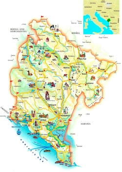 Карта достопримечательностей Черногории
