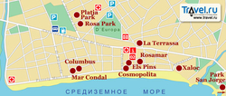 Карта Плайя де Аро с отелями