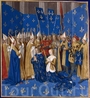 Коронация Бланки Кастильской и Людовика VIII-родители Людовика IX.Изображение витражных сцен-дань уважения Бланки Кастильской.