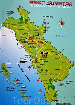 Карта Суматры с достопримечательностями