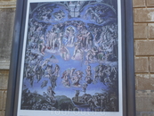 Репродукция изображения на одной из стен Сикстинской капеллы. Сцена страшного суда.