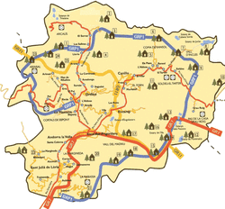 Карта Андорры с дорогами