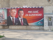 А в Словакии тогда шла предвыборная кампания, поэтому подобными плакатами (партию, увы, не знаю) были заклеены многие города и городки