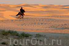 Всадник на коне мчит по пустыне...Туристов пугают, что эти всадники могут украсть. Из нашего каравана никто не пропал:-)