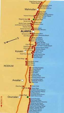 Карта отелей Алании