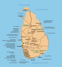 Карта Шри-Ланки с отелями