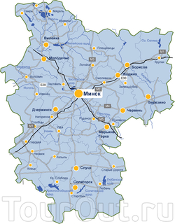 Города Минской области на карте