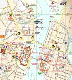 Карта Великого Новгорода с достопримечательностями