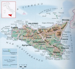 Сицилия на карте Италии