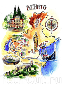 Рисованная карта Венето