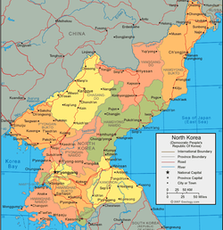 Карта Северной Кореи с городами