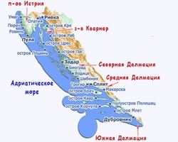 Карта побережья Хорватии
