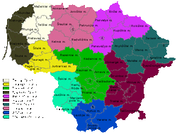 Карта Литвы с районами