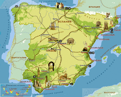 Карта Испании с городами