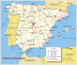 Карта Испании с курортами