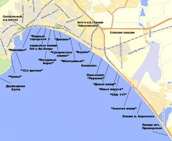 Карта Феодосии с пляжами