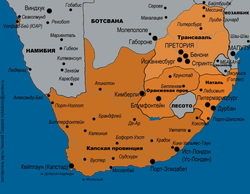 Карта ЮАР с городами