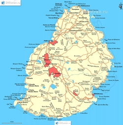 Карта Маврикия с дорогами