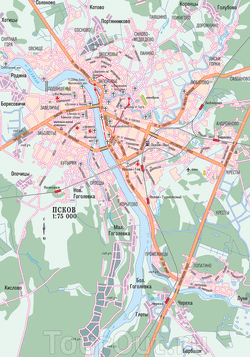 Карта Пскова с улицами