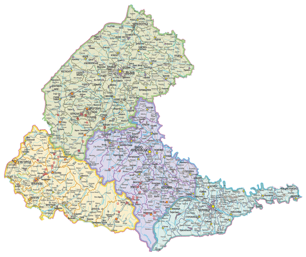 Карта городов Западной Украины. Города Западной Украины на карте