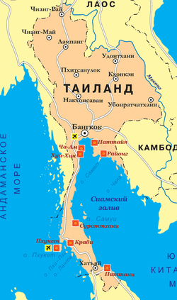 Карта Таиланда с курортами