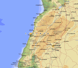 Карта Ливана с городами