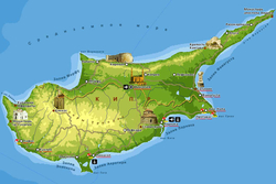 Карта Северного Кипра с достопримечательностями
