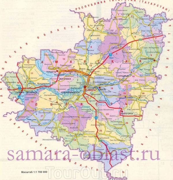 Карта городов Самарской области. Карта городов  и районов Самарской области