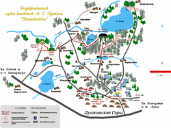 Карта Пушкинских гор с достопримечательностями