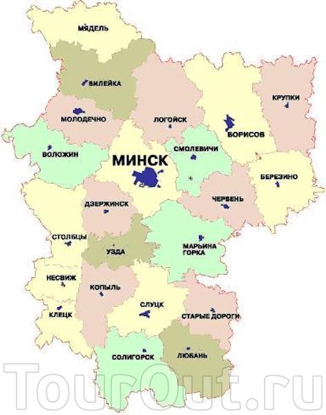 Карта Минской области по районам. Районы Минской области на карте