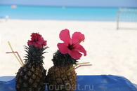 пинья колада прямо в ананасах, продается повсеместно на пляже Варадеро, есть аналогичный в кокосе