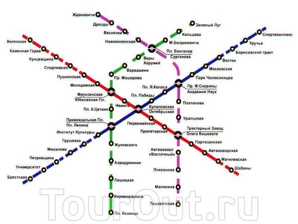 Карта метро Минска. Карта станций метро Минска