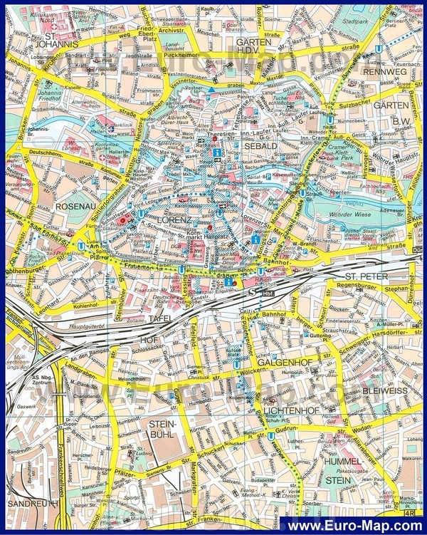 Карта Нюрнберга. Подробная карта Нюрнберга