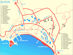 Карта отелей Будвы